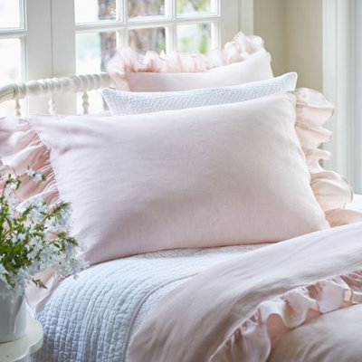 Verandah Pink Ruffled Cotton Sham