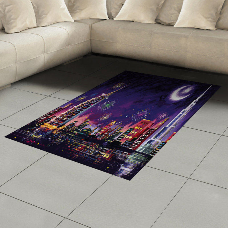 Scenery High Density Long Fiber Poly Threads Decorative Area Rug Carpet, Rectangle 4' x 5'8"