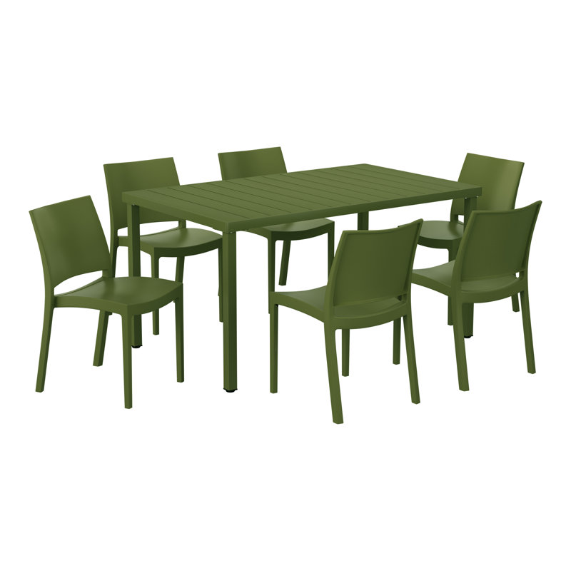 Ensemble de salle à manger rectangulaire pour 6 personnes, Vert