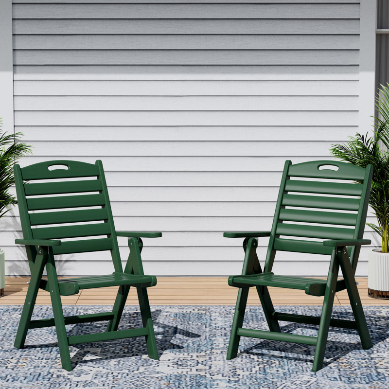 Ensemble de 2 chaises de patio pliantes à dossier haut, Vert