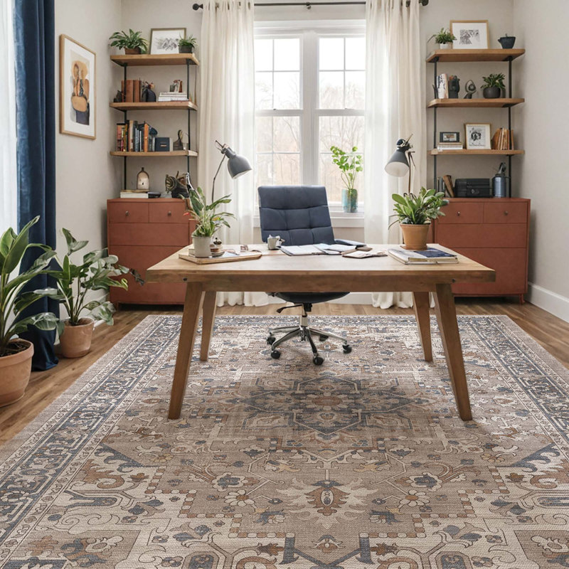 Oriental Rug, Rectangle 4' x 6', Beige/Gray