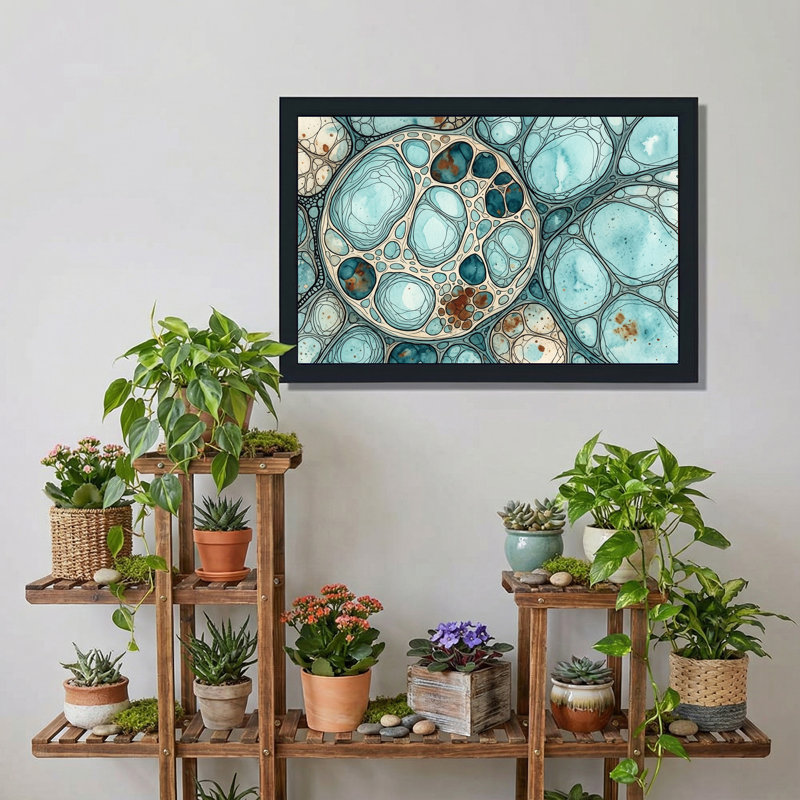 Art mural sur toile bleu sarcelle et rouille, 16"H x 24"W