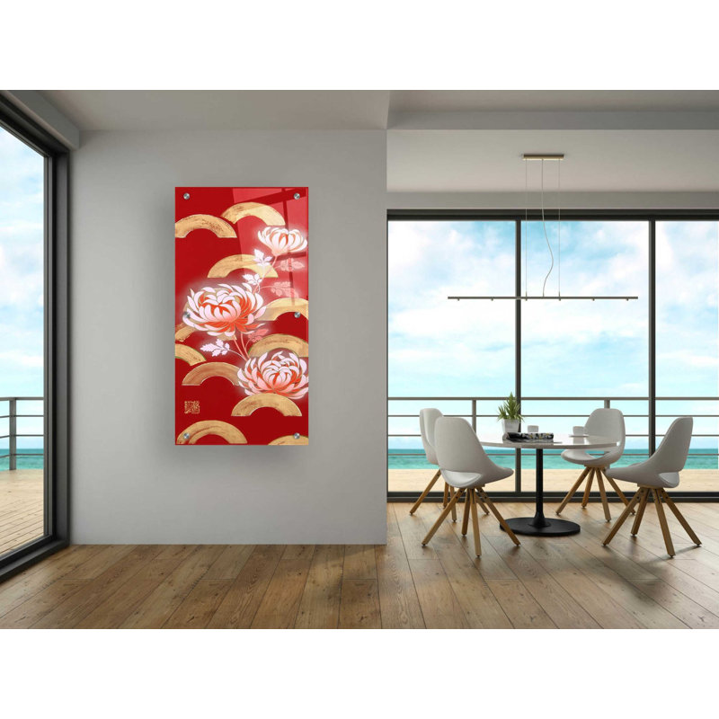 «Chrysanthemum I» par Zigen Tanabe, art mural en verre acrylique, H 48 po x l 24 po