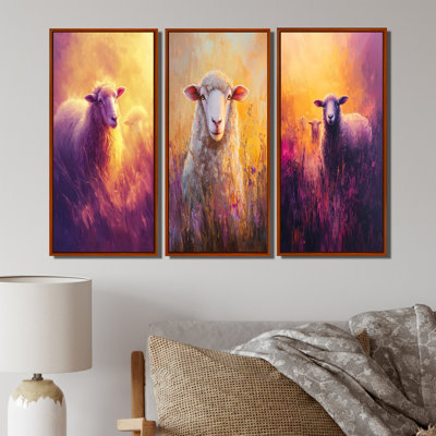Lavande moutons au lever du soleil I - Collection de décorations murales moutons