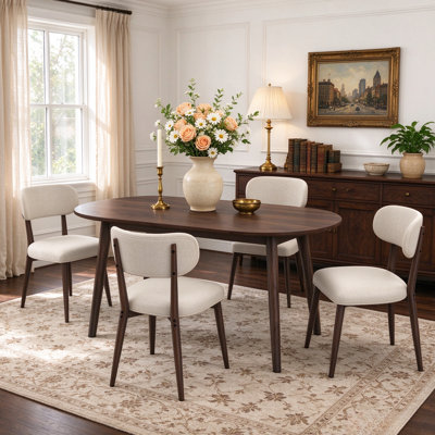 63.2'' Dining Table Set with 4 Upholstered Chairs,5 Piece Kitchen Table Set for Dining Room Apartment