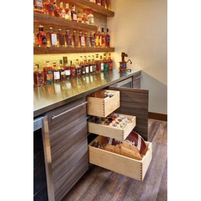Maple Wood Light Brown Soft Close Kitchen Cabinet Pull-Out Drawer