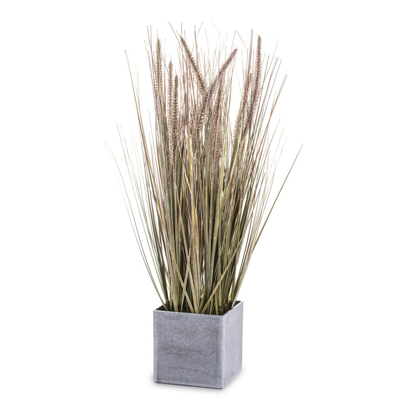 59cm Faux Evergreen Grass in Stone Pot