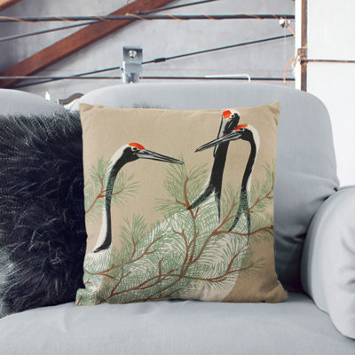 Three Cranes Scatter Cushion with Filling