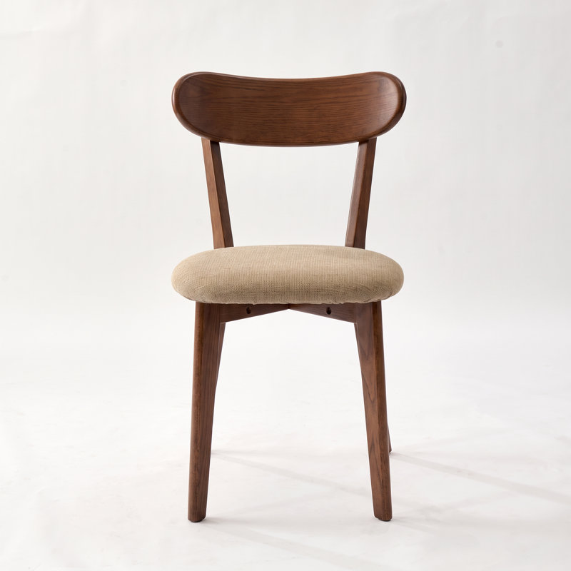Solid Oak Upholstered Dining Chair with Removable Cover - Set of 4