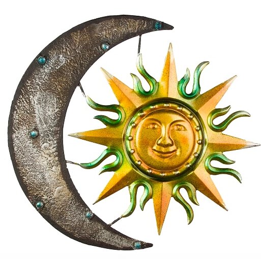 Sun and Moon Hanging Metal Wall Décor