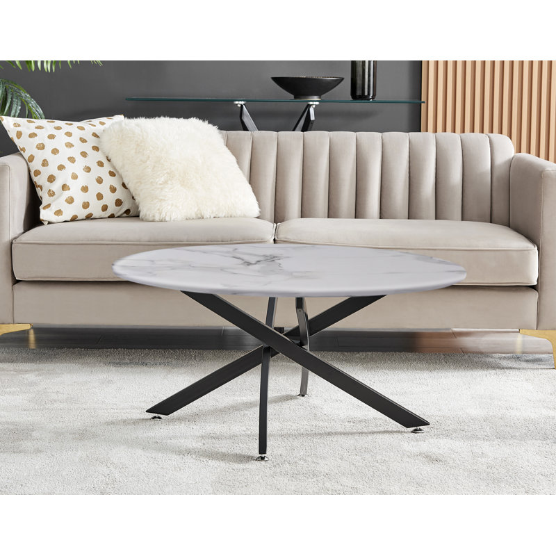 Celeski Pedestal Coffee Table, White, Black