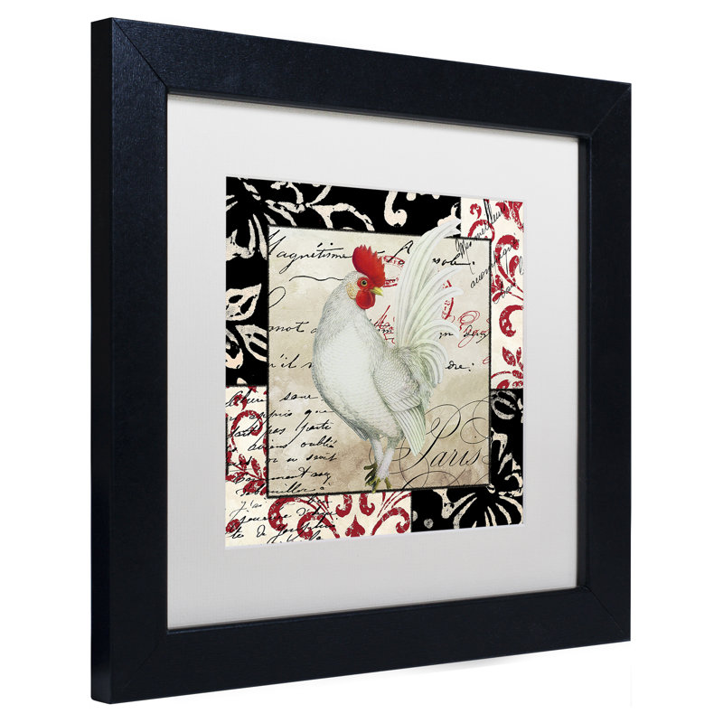 «Europa White Rooster» par Jadaya, impression encadrée, H 11 po x l 14 po x P 0,5 po, Blanc