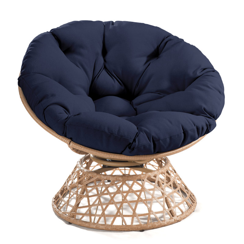 Ahlexus Swivel Wicker Outdoor Lounge Chair, Navy