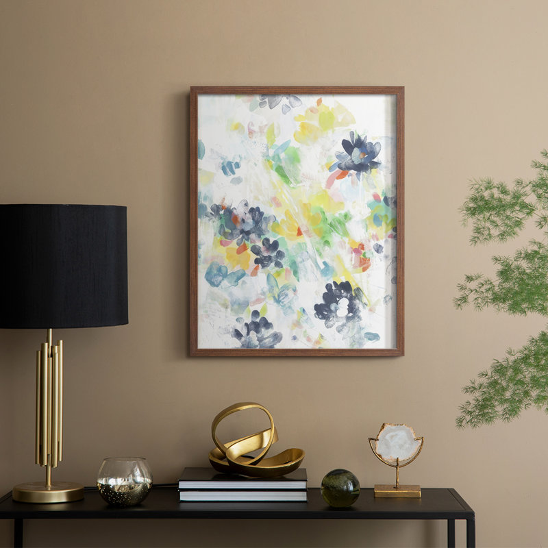 «Wall Flower Patterns I», reproduction encadrée - bois massif, H 30 po x l 24 po, Noyer