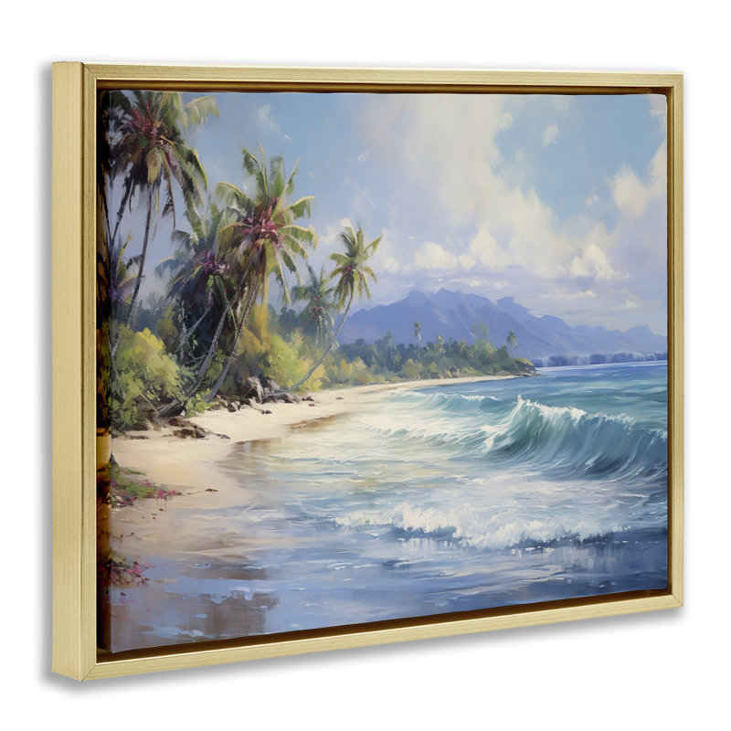 Cadre tropical avec cadre flottant à vagues tropicales, design par Franklyn Gregory, H 17 po x l 21 po