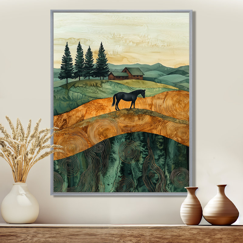 Élégance équine du cheval par The Farm III de Margison - cheval, art mural, H 44 po x l 34 po, Impression encadrée flottante
