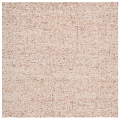 Abstract 175 Hand Tufted Wool; Cotton No Pattern Rug in Light Brown/Ivory