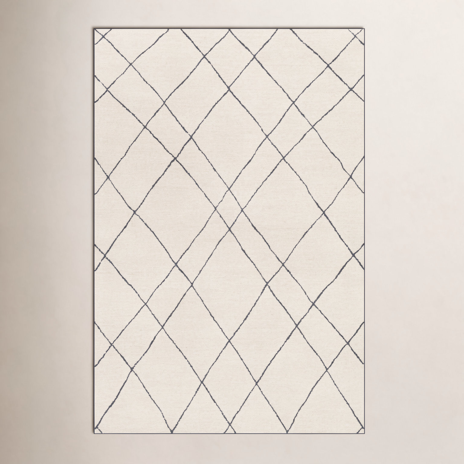 Seaton Black Cream Hand-Tufted Abstract Wool Rug, Rectangle 5' x 7'6"