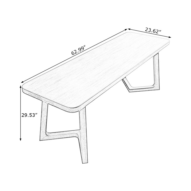 Bureau d'écriture rectangulaire en bois massif brun noisette, H 29,53 po x l 62,99 po x P 23,62 po