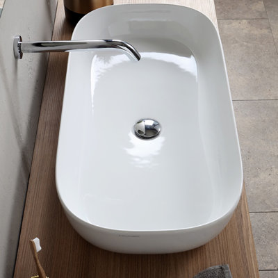 Scarabeo By Nameeks 15.4'' Glossy White Ceramic Oval Bathroom Sink with Overflow