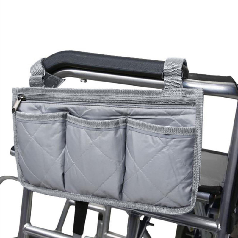 Sac de rangement suspendu pour fauteuil roulant, 12.8" H x 7.09" W x 0.79" D, Gray