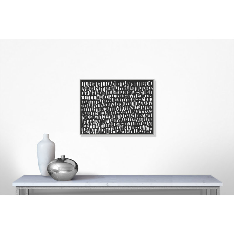 « tribal code-floater », peinture sur toile, Cadre blanc, H 30 po x l 40 po x P 2 po
