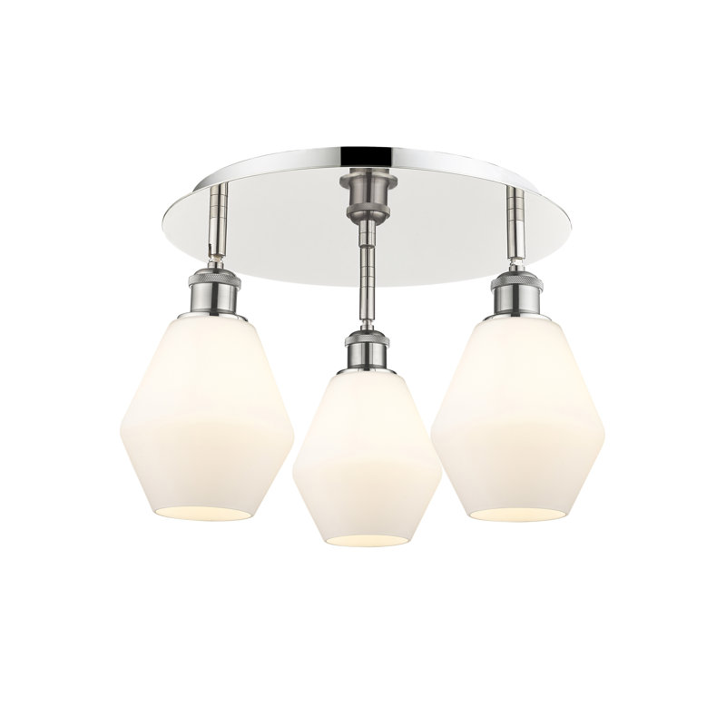 Amylea Glass Flush Mount, Cased Matte White, Polished Nickel