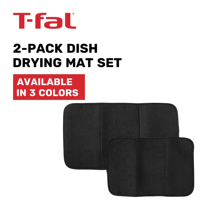 Black Microfiber Reversible Foldable Dish Drying Mat Set