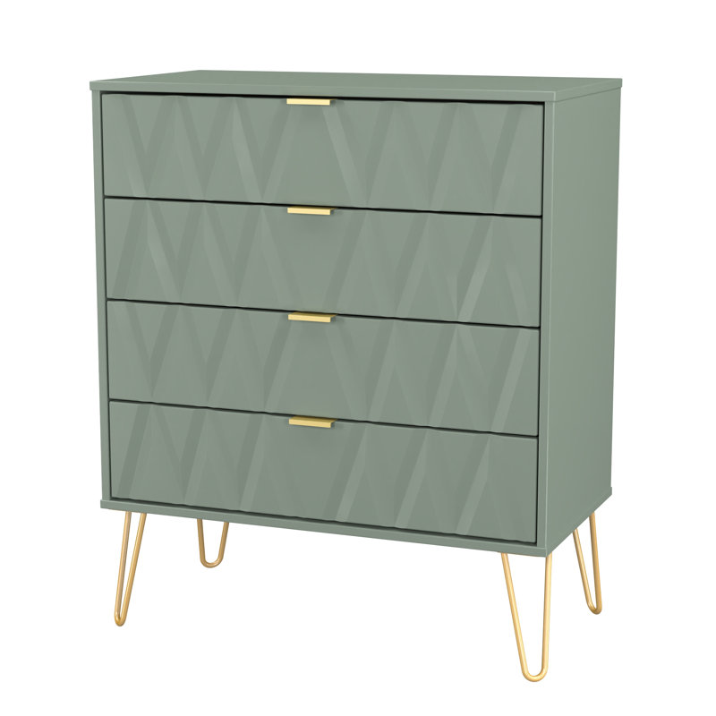Aleza 77cm W 4 - Drawer Chest of Drawers, Green