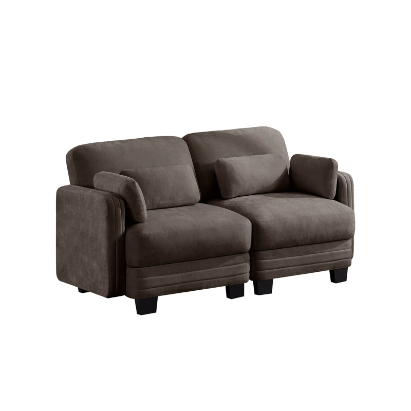 Canapé d'angle moderne à compression, canapé modulable 2 places en chenille marron pour la maison