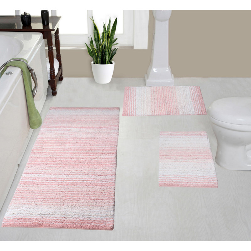 Alamanno 3 Piece Bath Rug Set, Pink