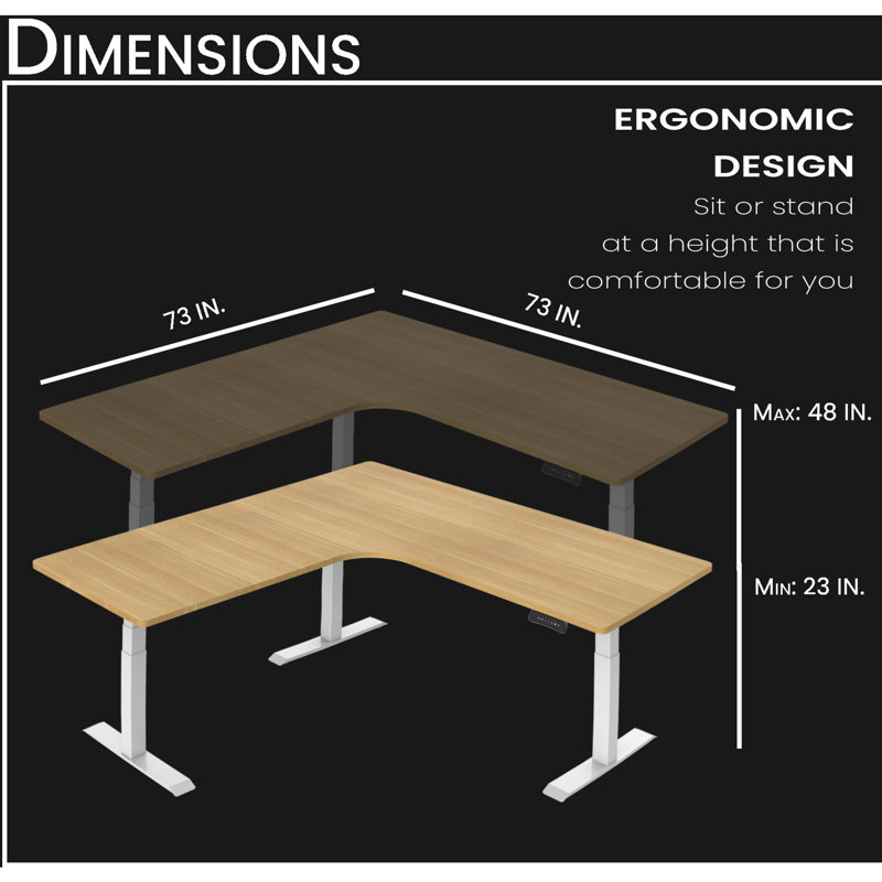 Adjustable L-Shaped Metal Base Writing Desk, Natural/White