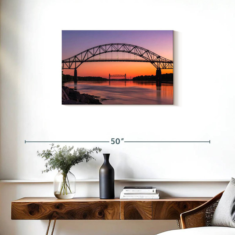 Coucher de soleil sur le pont Bourne, H 20 po x l 30 po