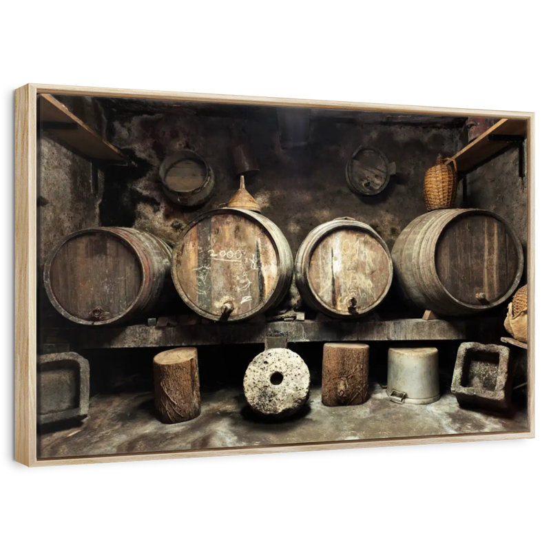 Vieille cave à vin, 19 po x 13 po, Cadre flottant en bois naturel
