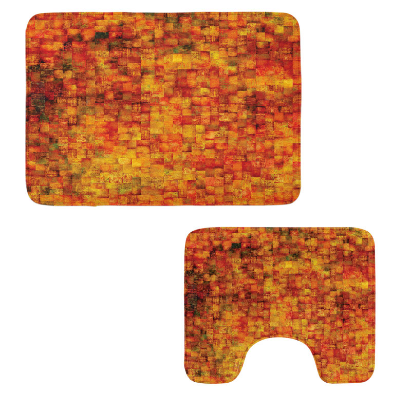  Ensemble de tapis de salle de bain orange 2 pièces