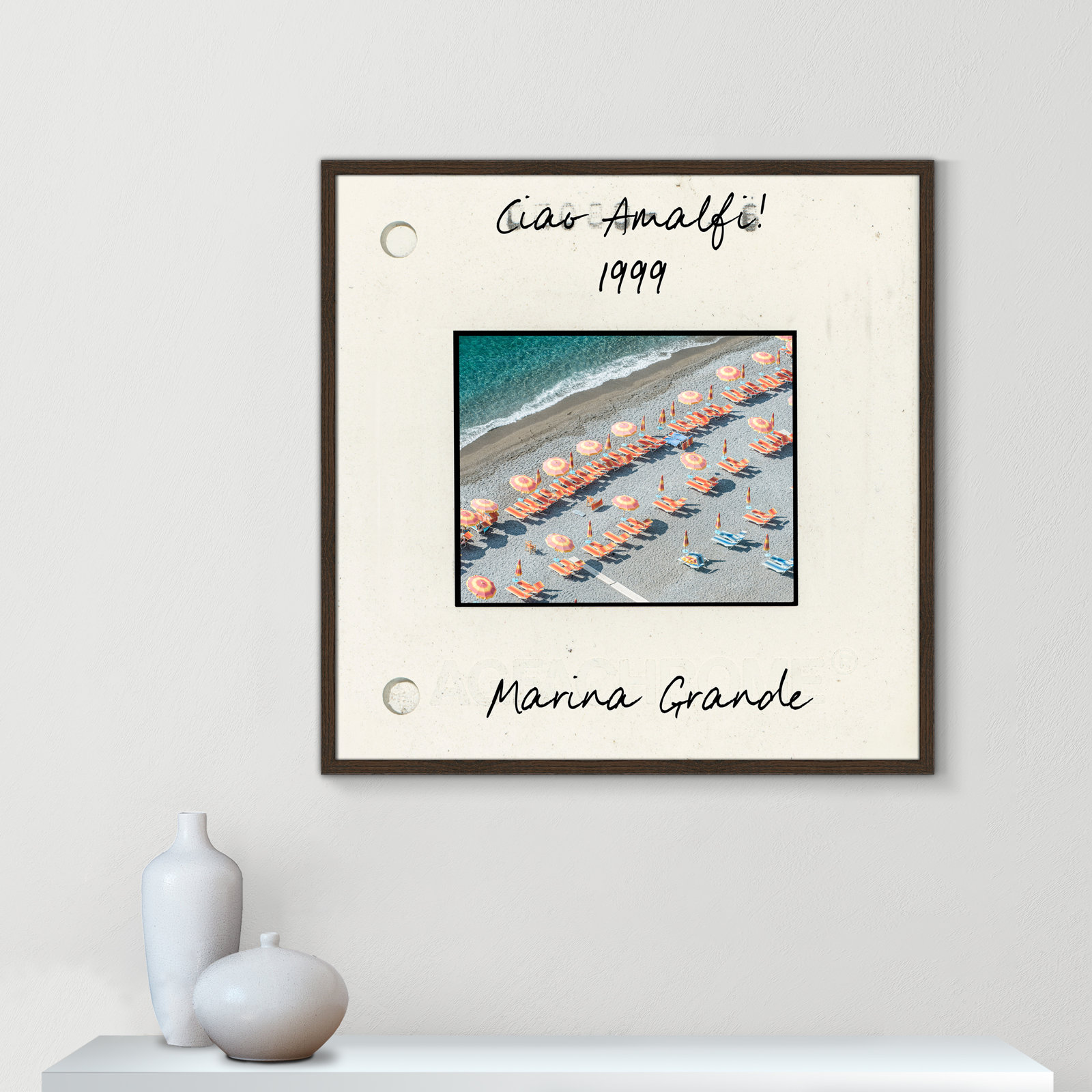 Ritona "Amalfi, Italy - Marina Grande" Print, Walnut Single Picture Framed Paper, 32" H x 32" W x 0.75" D