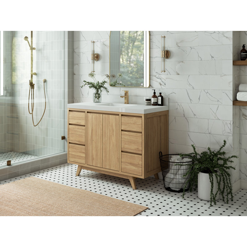 Ensemble de meuble-lavabo simple 48 po Madison, Blanc, Naturel clair