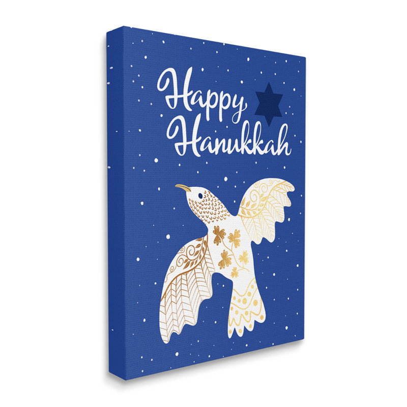 Happy Hanukkah Patterned Dove by Darlene Seale - Wrapped Canvas Print, 20" H x 16" W x 1.5" D