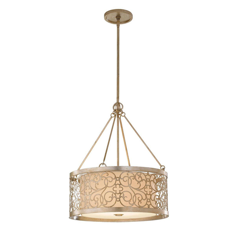 Elmdale 4 - Light Silver Drum Pendant