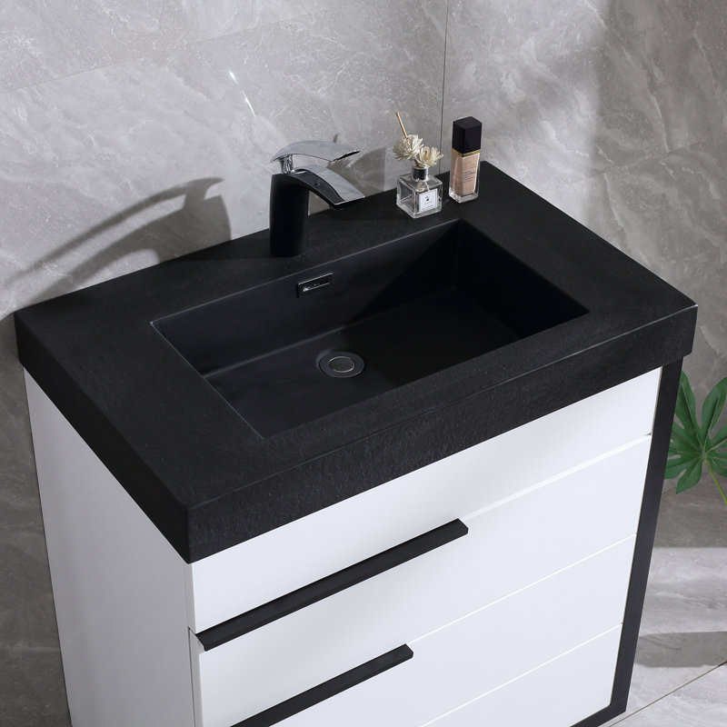 Dowell 30" Black Resin Double Freestanding Bathroom Basin
