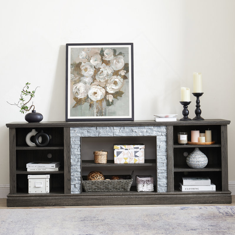 Meuble télé avec tablette de rangement, console média pour le salon, Grey