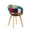 Fauteuil demi-tonneau l 15,74 po Kostiantyn avec siège patchwork, chaise de salle à manger pour la salle à manger-86882360