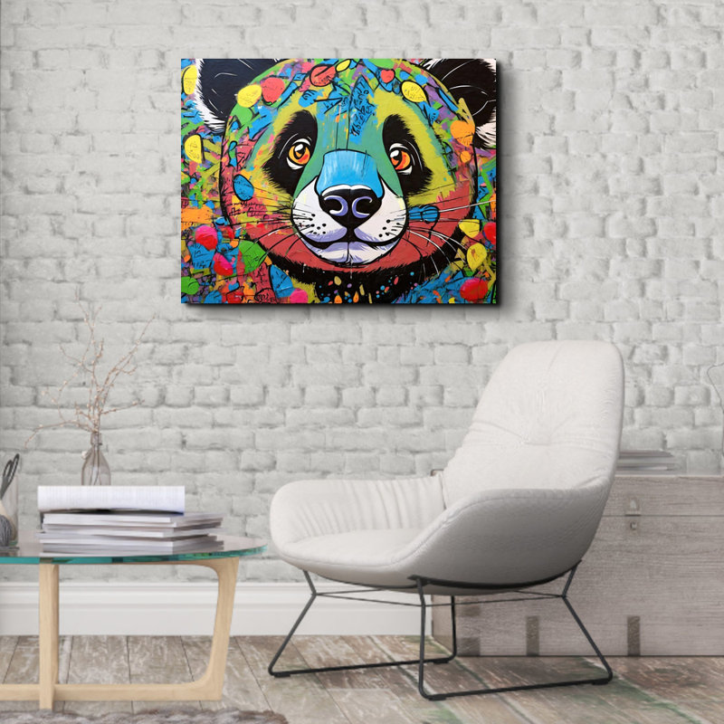 "Panda Graffitianimals" sur toile, H 20 po x l 24 po