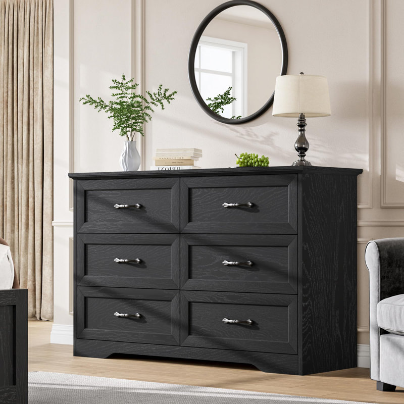 Commode 6 tiroirs Farmhouse, Noir