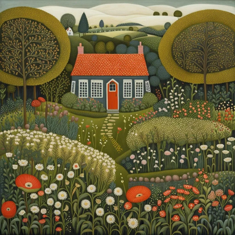 Art mural sur toile paysage campagne
