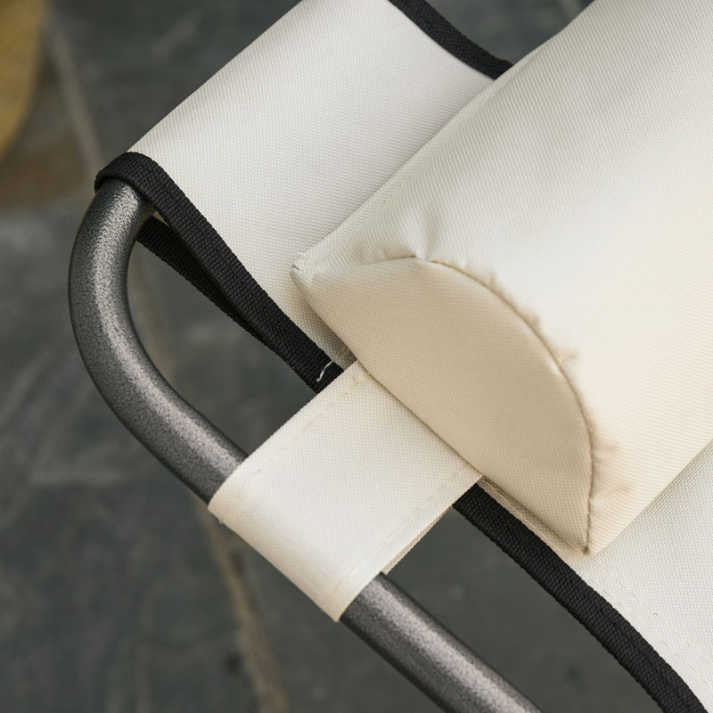 Chaise longue pliante pour l'extérieur Outsunny, Cream White