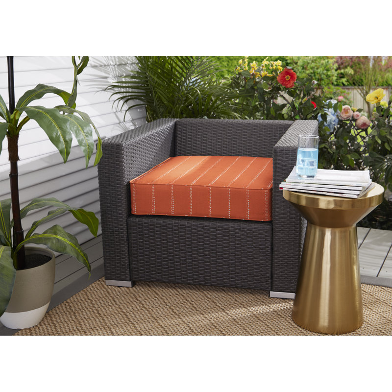 Dufresne Outdoor 3'' Dining Chair Cushion, 5" H x 29" W x 27" D, Orange