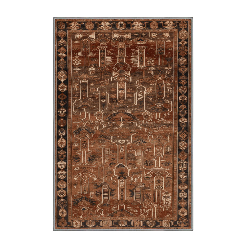 Tapis brun turc lavable à la machine, Rectangulaire 8 pi x 10 pi
