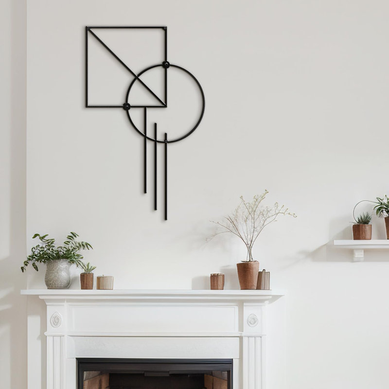 Décoration murale en métal, H 24 po x l 12 po x P 0,05 po, Noir