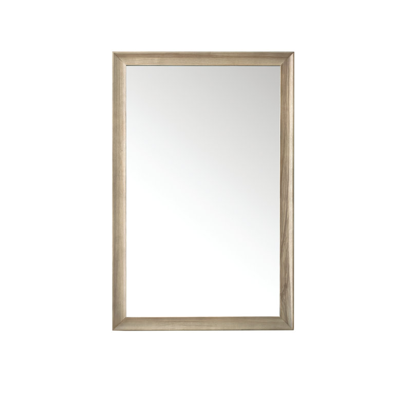 Glenbrooke Solid Wood Wall Mirror, 40" x 26", Whitewashed Oak